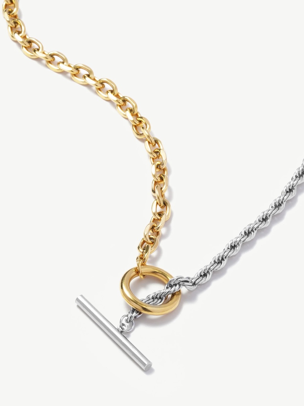 Two-Tone Gold and Silver Toggle Chain Necklace